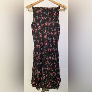 Ralph Lauren EUC Size 8 Vintage Black and Pink Floral Mini Sundress